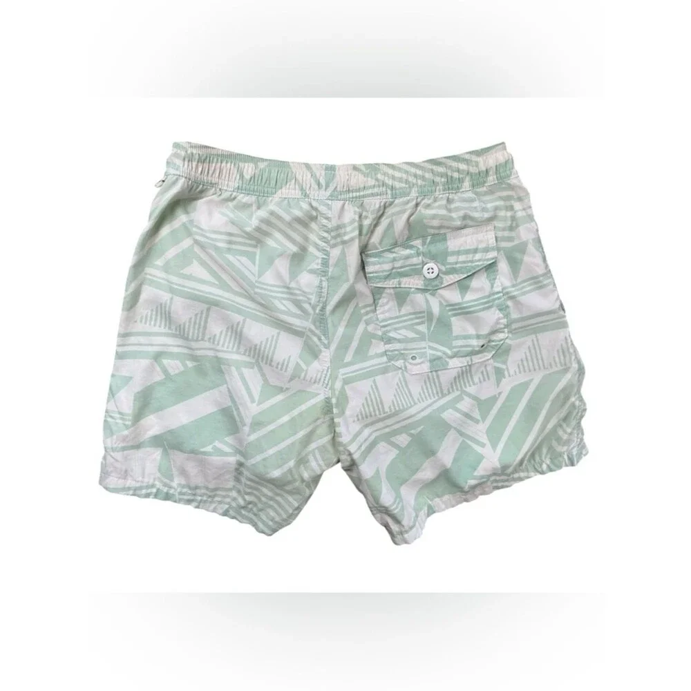 J.Crew Mint Green Geometric Swim Trunks Men’s Size Small
